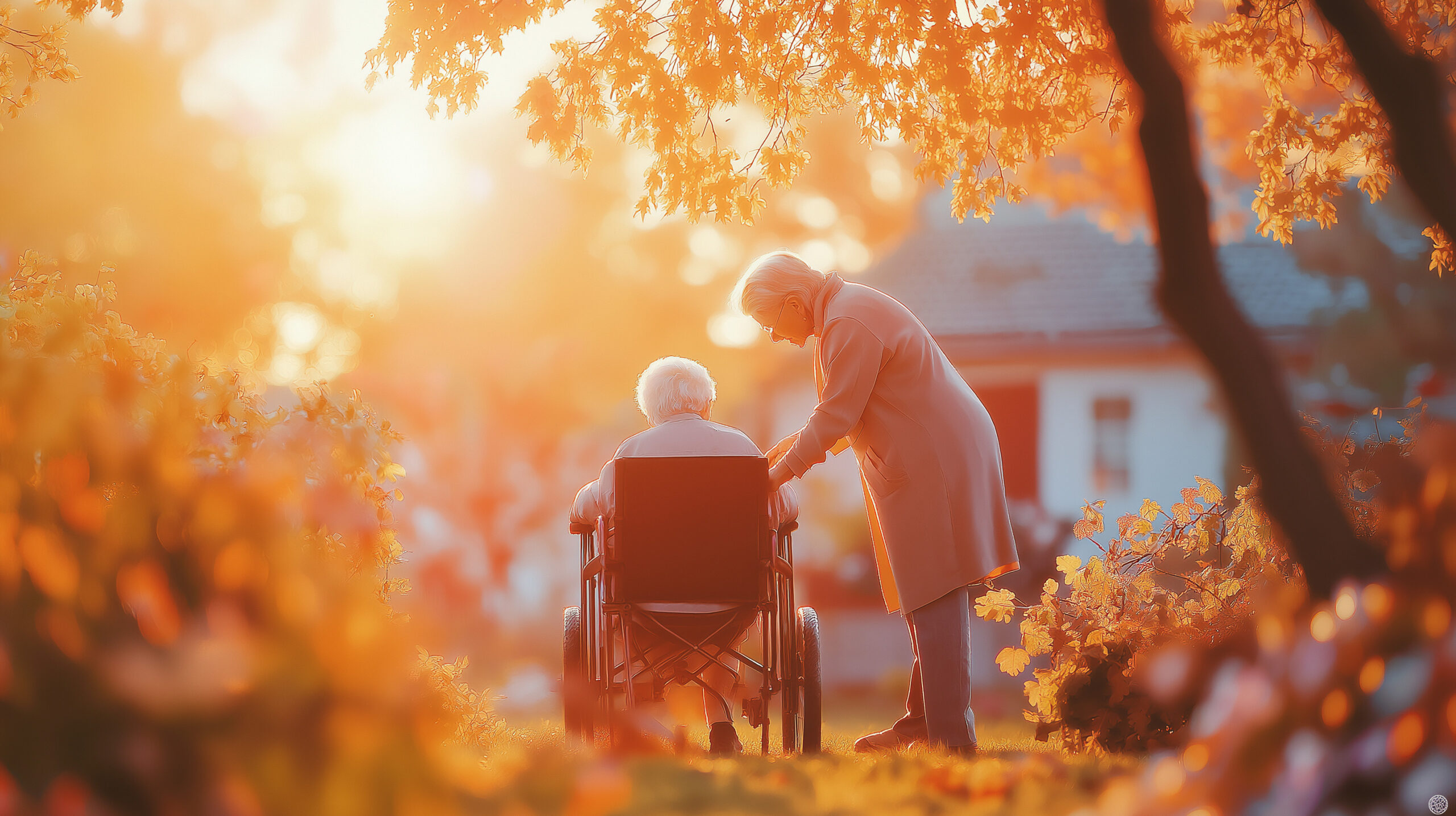 Donne anziane in un parco autunnale